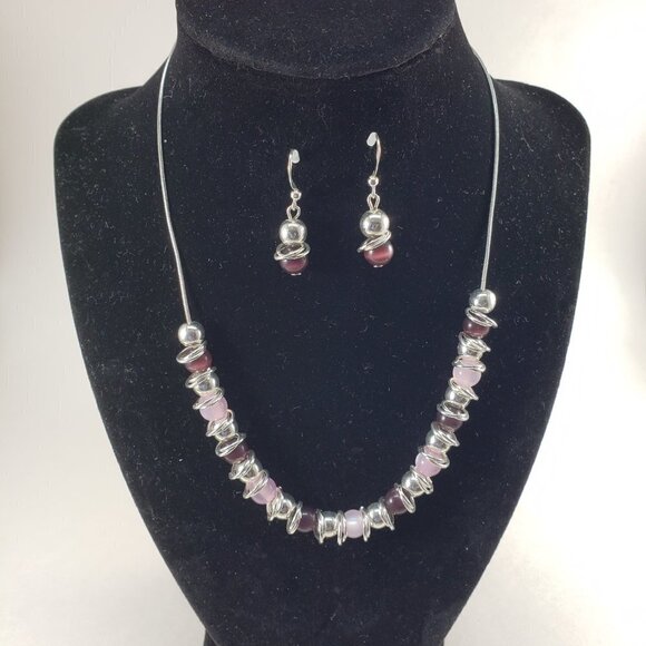 Elegant Necklace & Earrings Set – Beaded Fashion Jewelry w/ Garnet, Rose Quartz - Picture 6 of 10